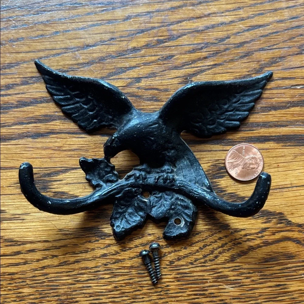 Vintage Black Cast Iron Bird Wall Hook